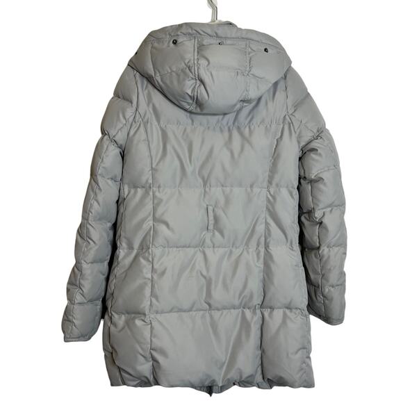 Hollister Puffer Coat Gray Hooded Down Jacket L (Juniors) Lightweight Warm - Picture 3 of 7